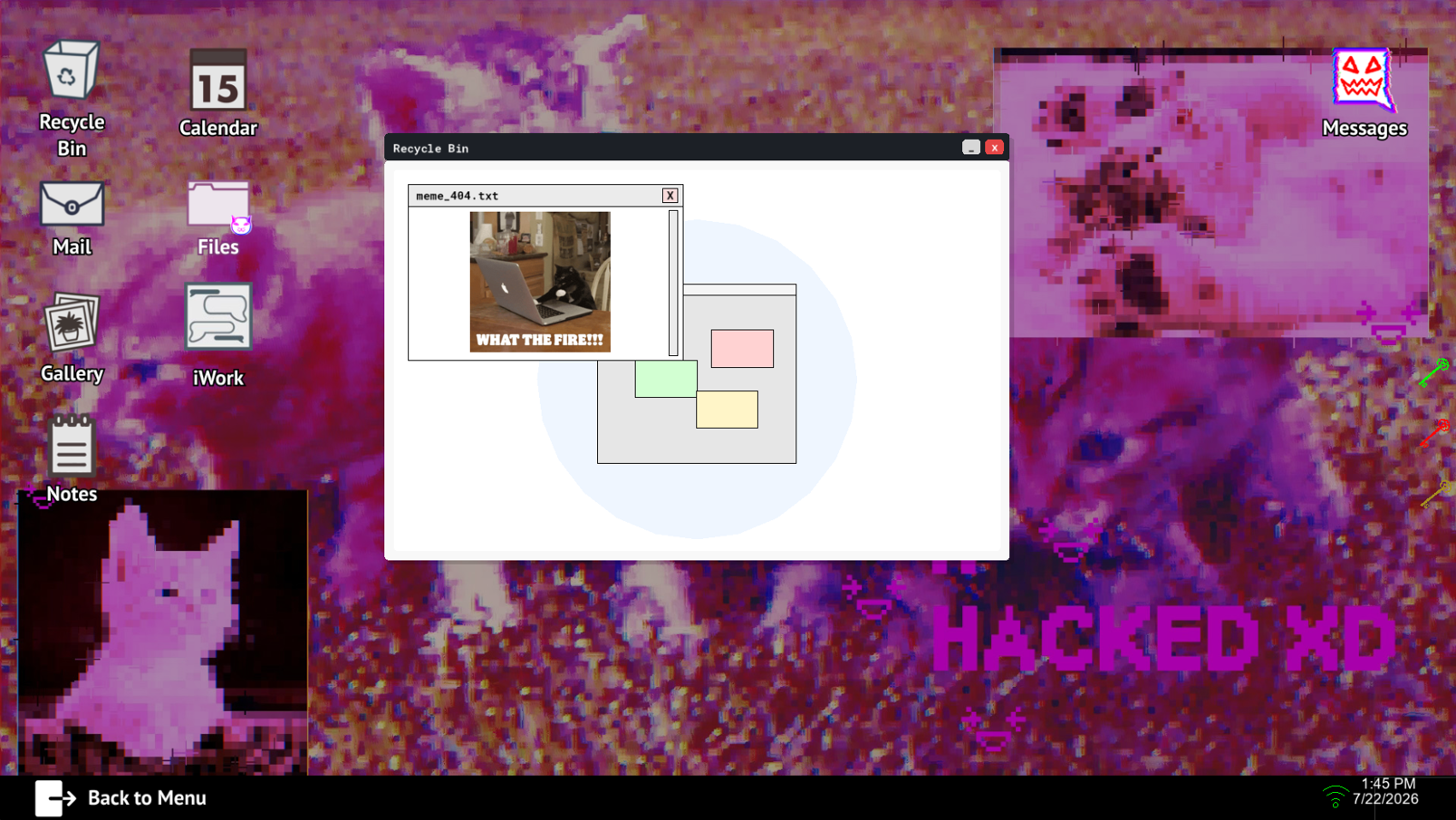 FileNotFound recycle-bin puzzle displaying a recovered meme file