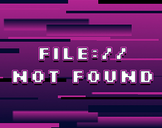 FileNotFound title card rendered in a purple retro-computer glitch style